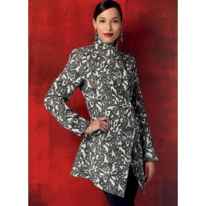 Patron Vogue 9212 A5 - Manteaux femme avec col cygne et coutures princesse 2