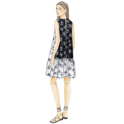 Patron Vogue 9237 Y - Robe trapèze femme, disponible avec ou sans mancherons 2