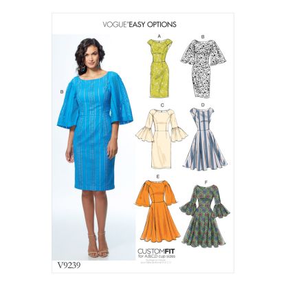 Patron Vogue 9239 A5 - Robes femme, style fourreau ou évasé