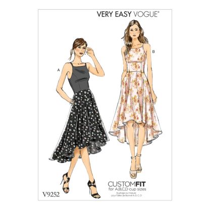 Patron Vogue 9252 E5 - Robe femme avec corsage bain de soleil et traîne