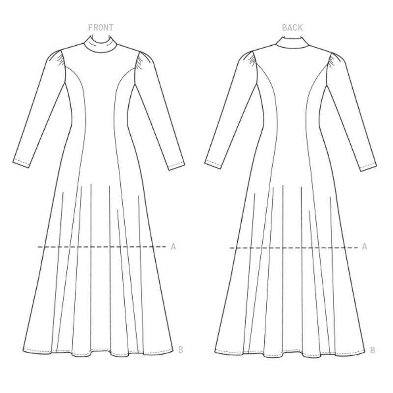 Patron Vogue 9264 A5 - Robes femme à col montant avec manches longues