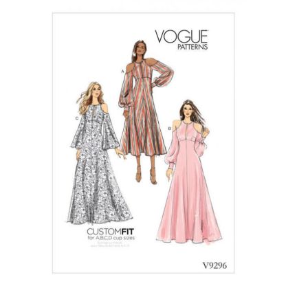 Patron Vogue 9296 E5 - Robes pour femmes à épaules nues et taille haute