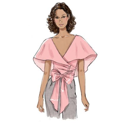 Patron Vogue 9315 A5 - Tops femme style cache-cœur, avec options de manches volantées ou col cape drapé 2