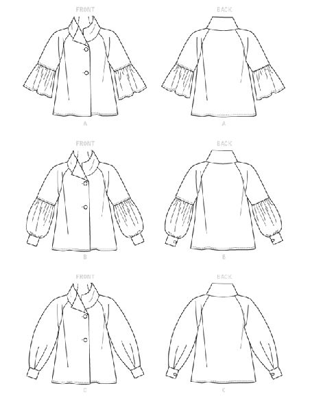 Patron Vogue 9347 ZZ - Veste femme de coupe trapèze avec manches raglan