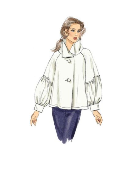 Patron Vogue 9347 ZZ - Veste femme de coupe trapèze avec manches raglan