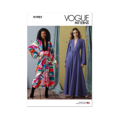 Patron Vogue 1921 A5 - Robe femme ample avec empiècements