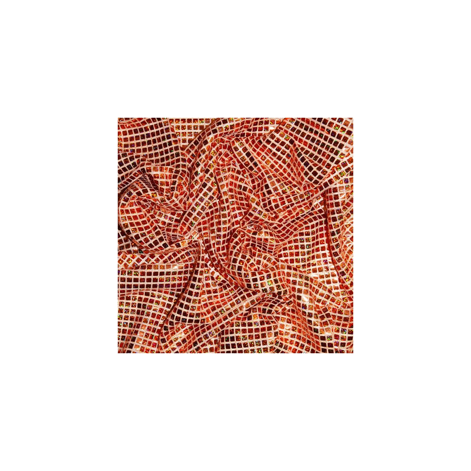Tissu hologramme pailleté carrés uni orange