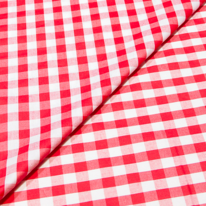 Popeline tissé-teint 100% coton vichy (10mm) - Rouge