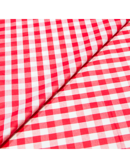 Popeline tissé-teint 100% coton vichy (10mm) - Rouge