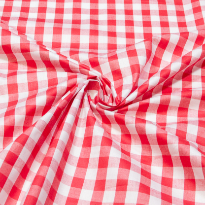 Popeline tissé-teint 100% coton vichy (10mm) - Rouge 2
