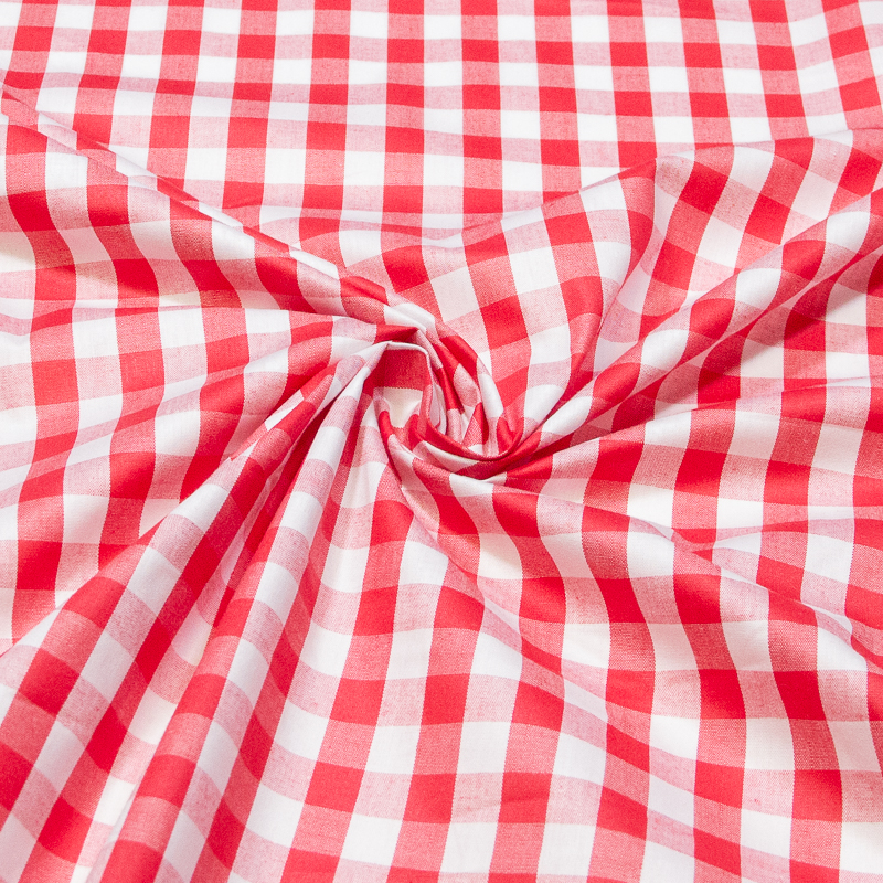 Popeline tissé-teint 100% coton vichy (10mm) - Rouge