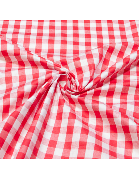 Popeline tissé-teint 100% coton vichy (10mm) - Rouge