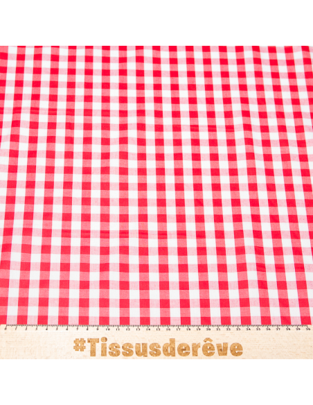 Popeline tissé-teint 100% coton vichy (10mm) - Rouge