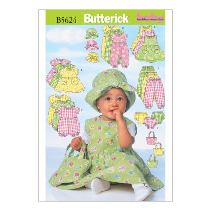 Patron Butterick 5624/LARGE - Robe, chasuble, barboteuse, combinaison, culotte, pantalon et sac