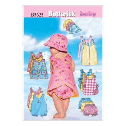 Patron Butterick 5625/LARGE - Barboteuse, chasuble, culotte et chapeau