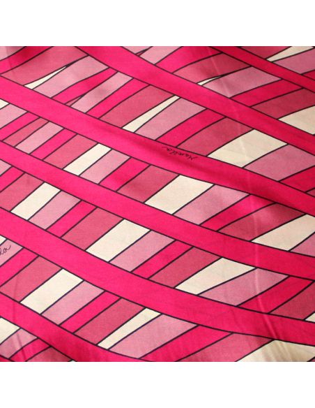 Satin 100% soie - Motif camaïeu de fuchsia