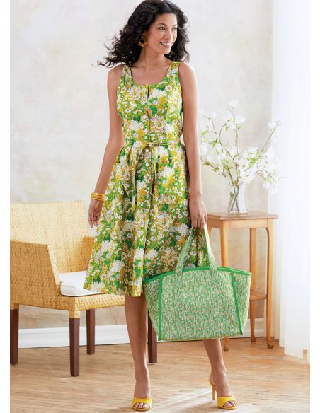 Patron Butterick 6674/E5 - Robe, ceinture et sac à main
