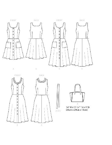 Patron Butterick 6674/E5 - Robe, ceinture et sac à main