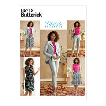 Patron Butterick 6718/E5 - Veste, robe, haut, jupe et pantalon
