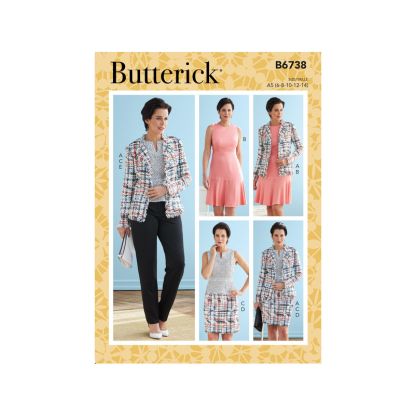 Patron Butterick 6738/E5 - Veste, robe, haut, jupe et pantalon
