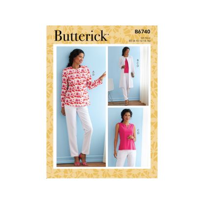 Patron Butterick 6740/F5 - Veste, manteau, haut et pantalon