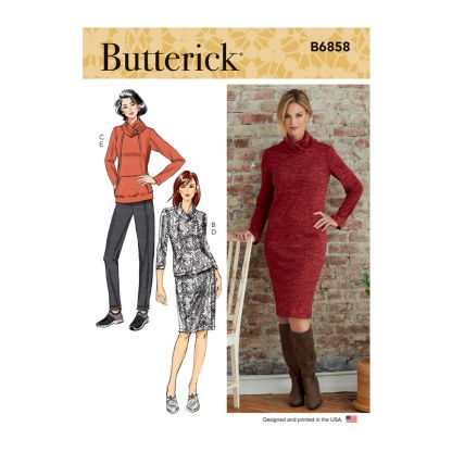 Patron Butterick 6858/ZZ - Robe, haut, jupe et pantalon