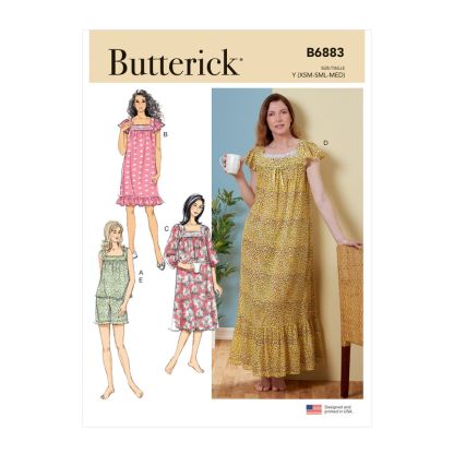 Patron Butterick 6883/ZZ - Haut, chemise de nuit et short