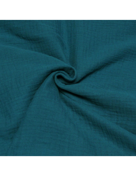 Double gaze 100% coton - Bleu paon