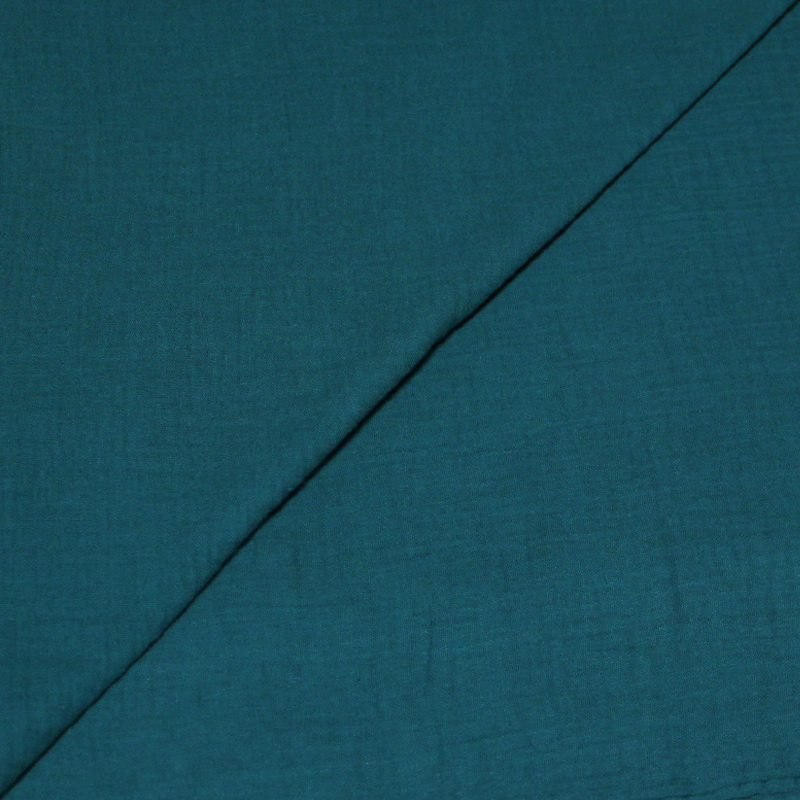 Double gaze 100% coton - Bleu paon
