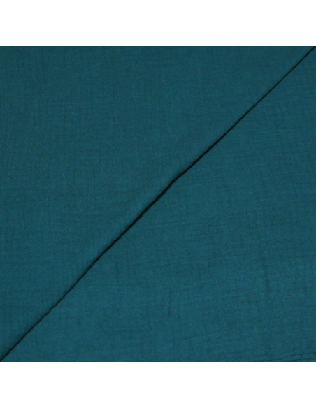 Double gaze 100% coton - Bleu paon