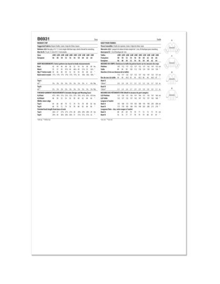 Patron Butterick 6931/W3 - Haut