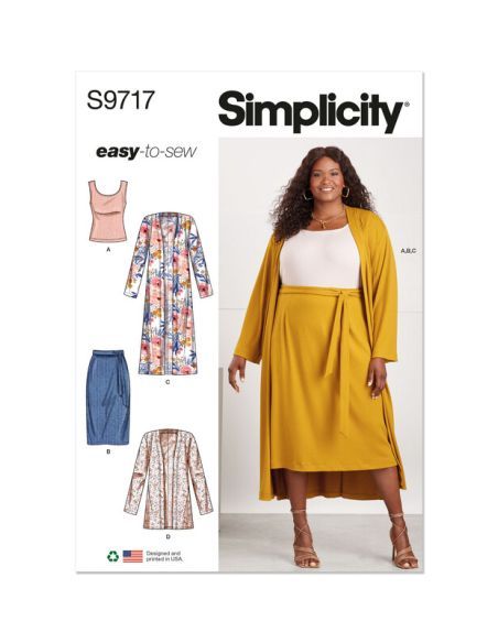 Patron Simplicity 9717.W3 - Haut, cardigan et jupe