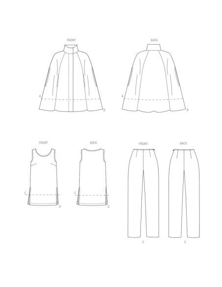 Patron Butterick 6978/BB - Cape, haut et pantalon