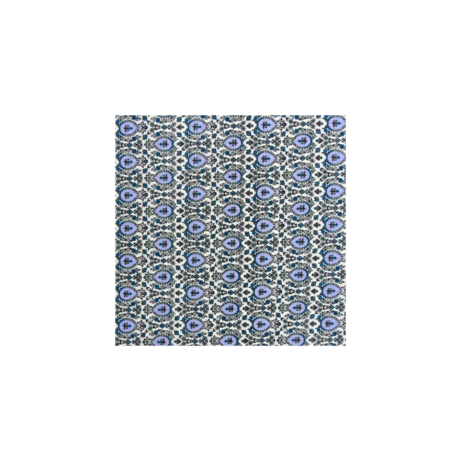 Tissu Coton imprimé motifs médaillon et fleurs bleu lavande au mètre