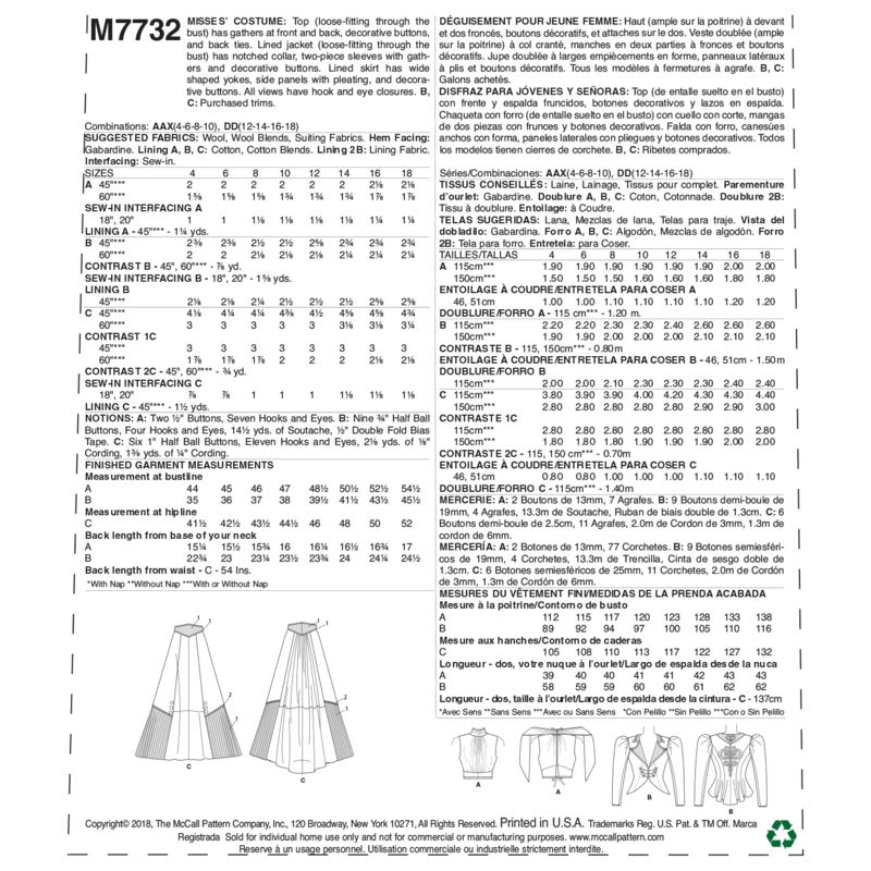 Patron McCall's 7732.DD - Déguisement