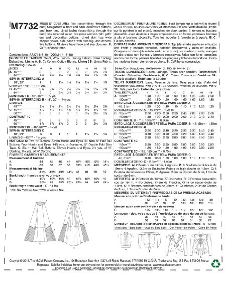 Patron McCall's 7732.DD - Déguisement