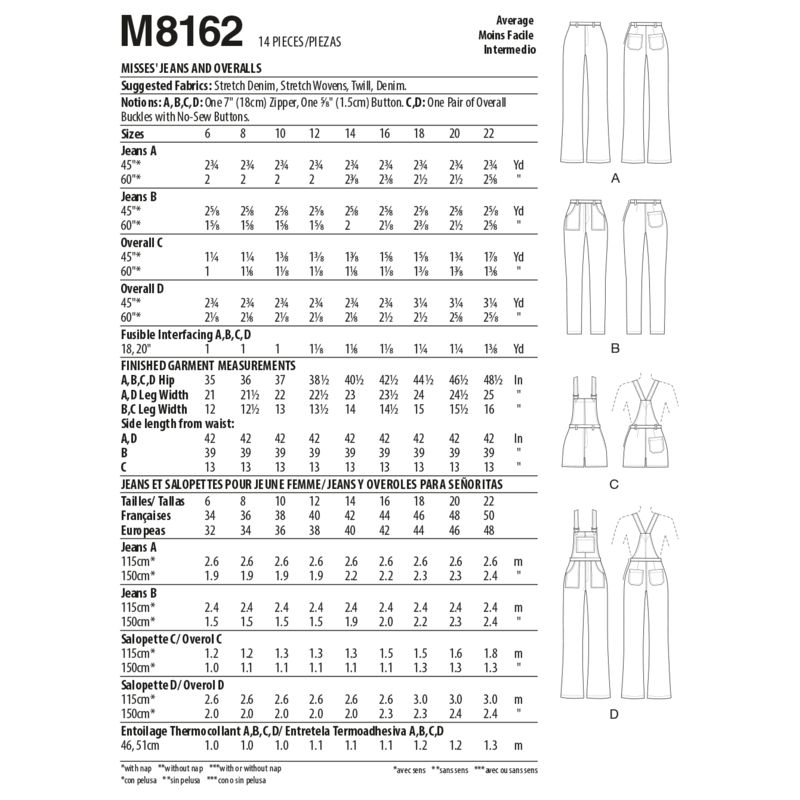 Patron McCall's 8162.E5 - Jeans et salopettes