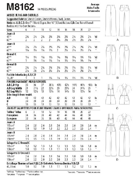 Patron McCall's 8162.E5 - Jeans et salopettes