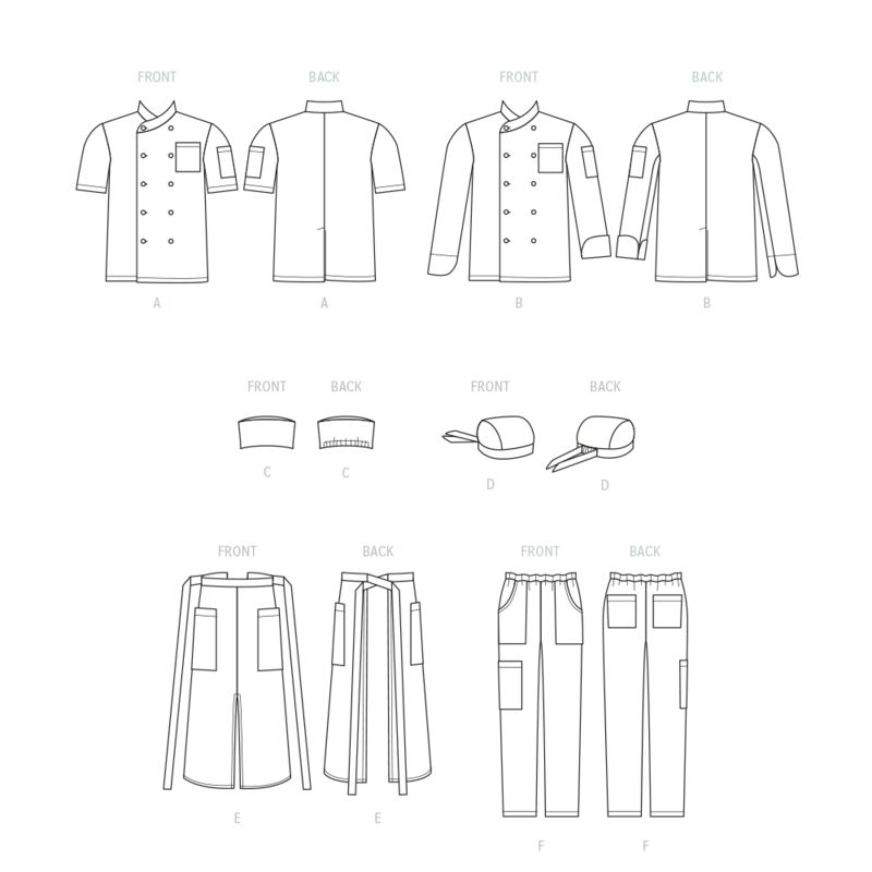 Patron McCall's 8332.A - Veste, pantalon, tablier et calotte de chef